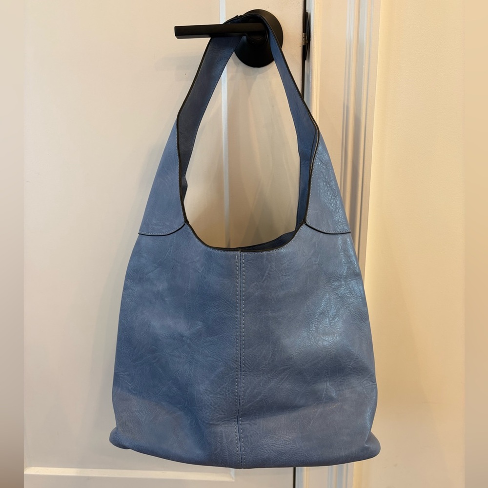Blue Genuine Leather Hobo Bag from Florence Italy leather market